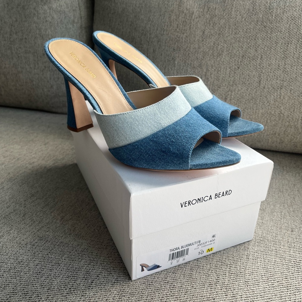 Veronica Beard Blue Denim Women's Mules